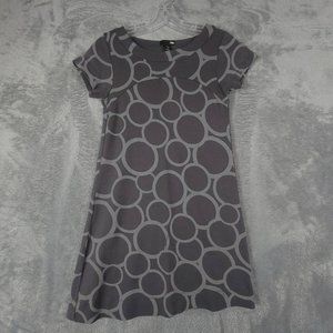 H&M Womens Dress A Line Gray Geometric Mini Jewel Neck Short Sleeve Retro‎ 4